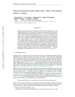 Pseudo-Generalized Dynamic View Synthesis from a Video