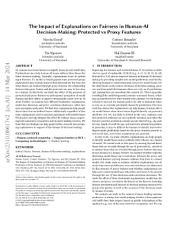 The Impact of Explanations on Fairness in Human-AI Decision-Making:
  Protected vs Proxy Features
