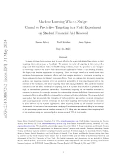 Machine Learning Who to Nudge: Causal vs Predictive Targeting in a Field
  Experiment on Student Financial Aid Renewal