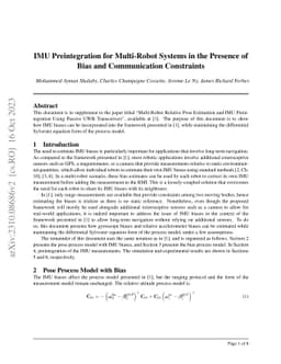 IMU Preintegration for Multi-Robot Systems in the Presence of Bias and
  Communication Constraints