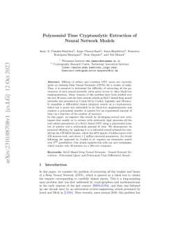 Polynomial Time Cryptanalytic Extraction of Neural Network Models
