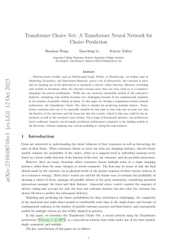 Transformer Choice Net: A Transformer Neural Network for Choice
  Prediction