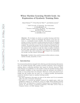 When Machine Learning Models Leak: An Exploration of Synthetic Training
  Data