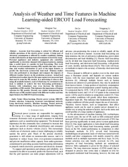 Analysis of Weather and Time Features in Machine Learning-aided ERCOT
  Load Forecasting