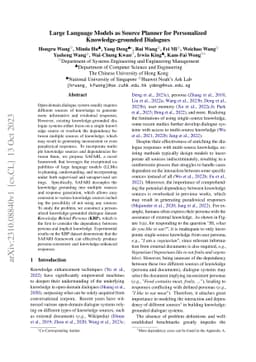 Large Language Models as Source Planner for Personalized
  Knowledge-grounded Dialogue