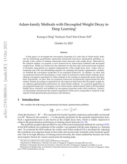 Adam-family Methods with Decoupled Weight Decay in Deep Learning