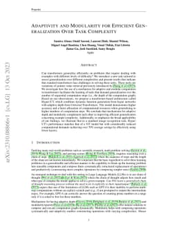 Adaptivity and Modularity for Efficient Generalization Over Task
  Complexity