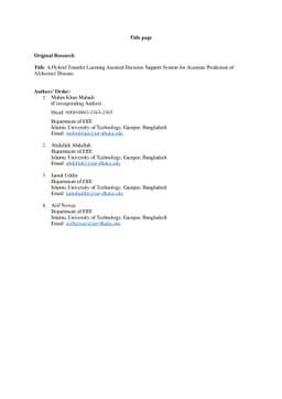 A Hybrid Transfer Learning Assisted Decision Support System for Accurate
  Prediction of Alzheimer Disease