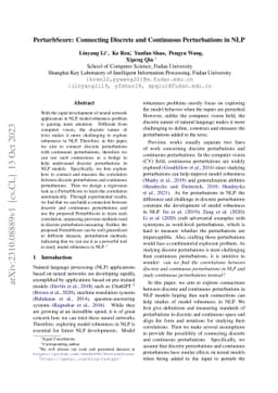 PerturbScore: Connecting Discrete and Continuous Perturbations in NLP