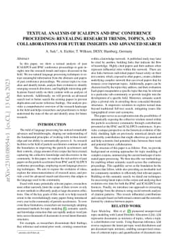 Textual Analysis of ICALEPCS and IPAC Conference Proceedings: Revealing
  Research Trends, Topics, and Collaborations for Future Insights and Advanced
  Search