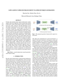 Low-latency Speech Enhancement via Speech Token Generation