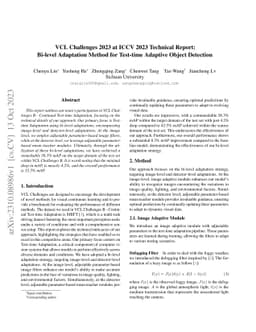 VCL Challenges 2023 at ICCV 2023 Technical Report: Bi-level Adaptation
  Method for Test-time Adaptive Object Detection
