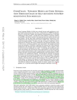 CodeChain: Towards Modular Code Generation Through Chain of
  Self-revisions with Representative Sub-modules