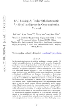 SAI: Solving AI Tasks with Systematic Artificial Intelligence in
  Communication Network