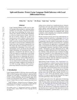 Split-and-Denoise: Protect large language model inference with local
  differential privacy