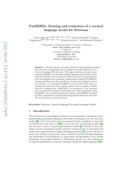 PuoBERTa: Training and evaluation of a curated language model for
  Setswana