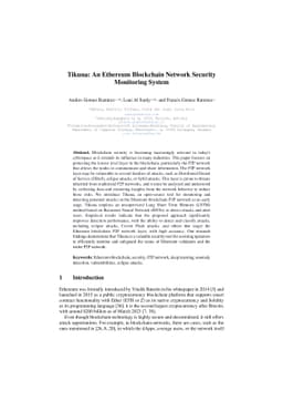 Tikuna: An Ethereum Blockchain Network Security Monitoring System