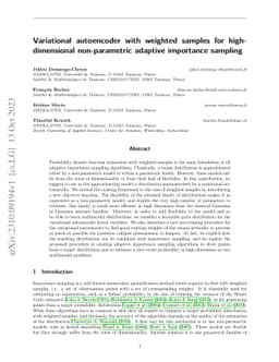 Variational autoencoder with weighted samples for high-dimensional
  non-parametric adaptive importance sampling