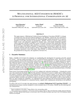 Multinational AGI Consortium (MAGIC): A Proposal for International
  Coordination on AI