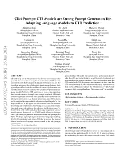 ClickPrompt: CTR Models are Strong Prompt Generators for Adapting
  Language Models to CTR Prediction