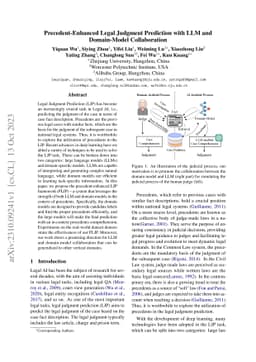 Precedent-Enhanced Legal Judgment Prediction with LLM and Domain-Model
  Collaboration