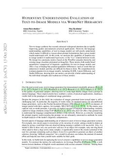 Hypernymy Understanding Evaluation of Text-to-Image Models via WordNet
  Hierarchy