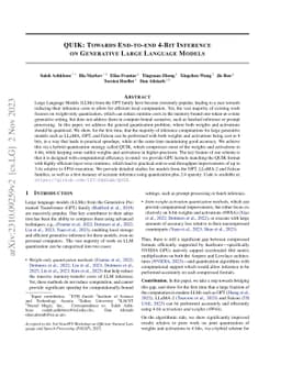 QUIK: Towards End-to-End 4-Bit Inference on Generative Large Language
  Models