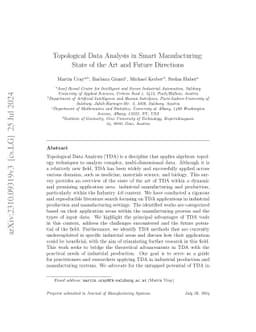 Topological Data Analysis in smart manufacturing