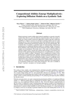 Compositional Abilities Emerge Multiplicatively: Exploring Diffusion
  Models on a Synthetic Task