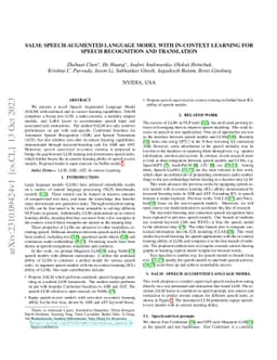 SALM: Speech-augmented Language Model with In-context Learning for
  Speech Recognition and Translation
