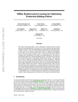 Offline Reinforcement Learning for Optimizing Production Bidding
  Policies