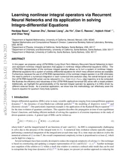 Learning nonlinear integral operators via Recurrent Neural Networks and
  its application in solving Integro-Differential Equations