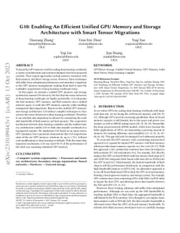 G10: Enabling An Efficient Unified GPU Memory and Storage Architecture
  with Smart Tensor Migrations