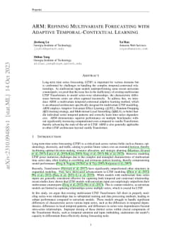 ARM: Refining Multivariate Forecasting with Adaptive Temporal-Contextual
  Learning