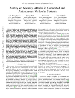 Survey on Security Attacks in Connected and Autonomous Vehicular Systems