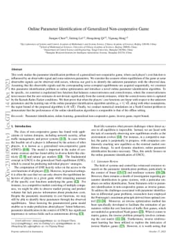 Online Parameter Identification of Generalized Non-cooperative Game