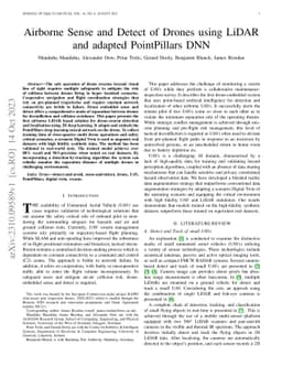 Airborne Sense and Detect of Drones using Deep Learning and LiDAR Point Clouds