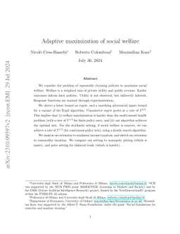 Adaptive maximization of social welfare