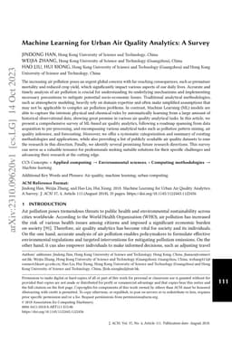 Machine Learning for Urban Air Quality Analytics: A Survey