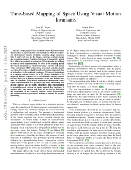 Time-based Mapping of Space Using Visual Motion Invariants