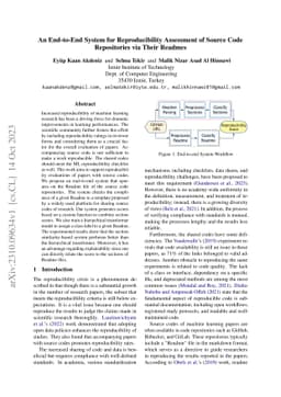 An End-to-End System for Reproducibility Assessment of Source Code
  Repositories via Their Readmes