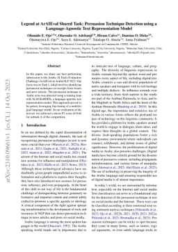 Legend at ArAIEval Shared Task: Persuasion Technique Detection using a
  Language-Agnostic Text Representation Model