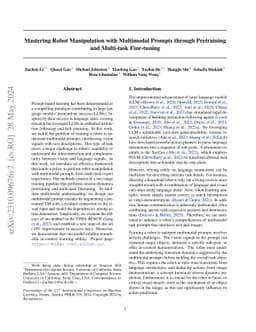 Mastering Robot Manipulation with Multimodal Prompts through Pretraining
  and Multi-task Fine-tuning