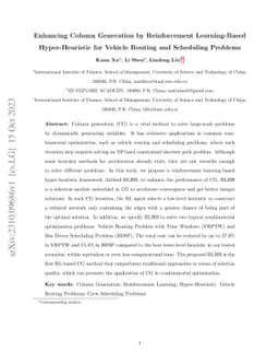 Enhancing Column Generation by Reinforcement Learning-Based
  Hyper-Heuristic for Vehicle Routing and Scheduling Problems