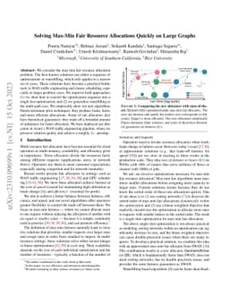 Solving Max-Min Fair Resource Allocations Quickly on Large Graphs
