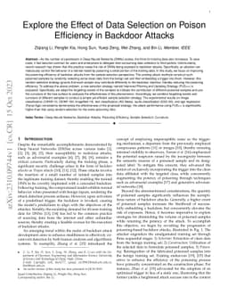 Explore the Effect of Data Selection on Poison Efficiency in Backdoor
  Attacks