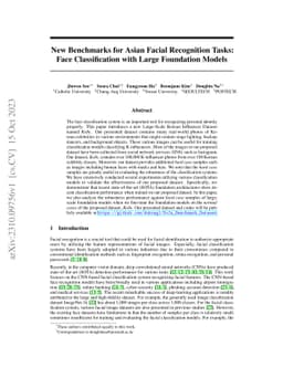 New Benchmarks for Asian Facial Recognition Tasks: Face Classification
  with Large Foundation Models