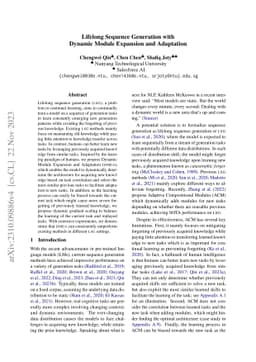 Lifelong Sequence Generation with Dynamic Module Expansion and
  Adaptation