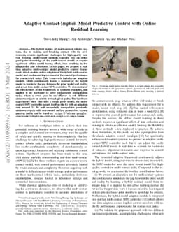 Adaptive Contact-Implicit Model Predictive Control with Online Residual
  Learning