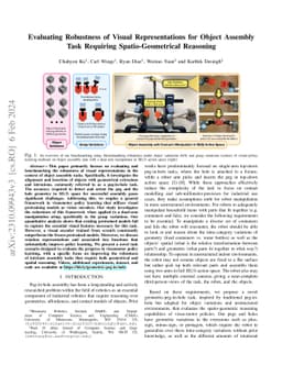Evaluating Robustness of Visual Representations for Object Assembly Task
  Requiring Spatio-Geometrical Reasoning